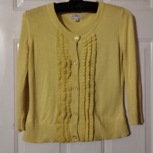 🌼🌻🌼 Beautiful Sunny Yellow Cascading Ruffled Cardigan with Enamel Buttons - S